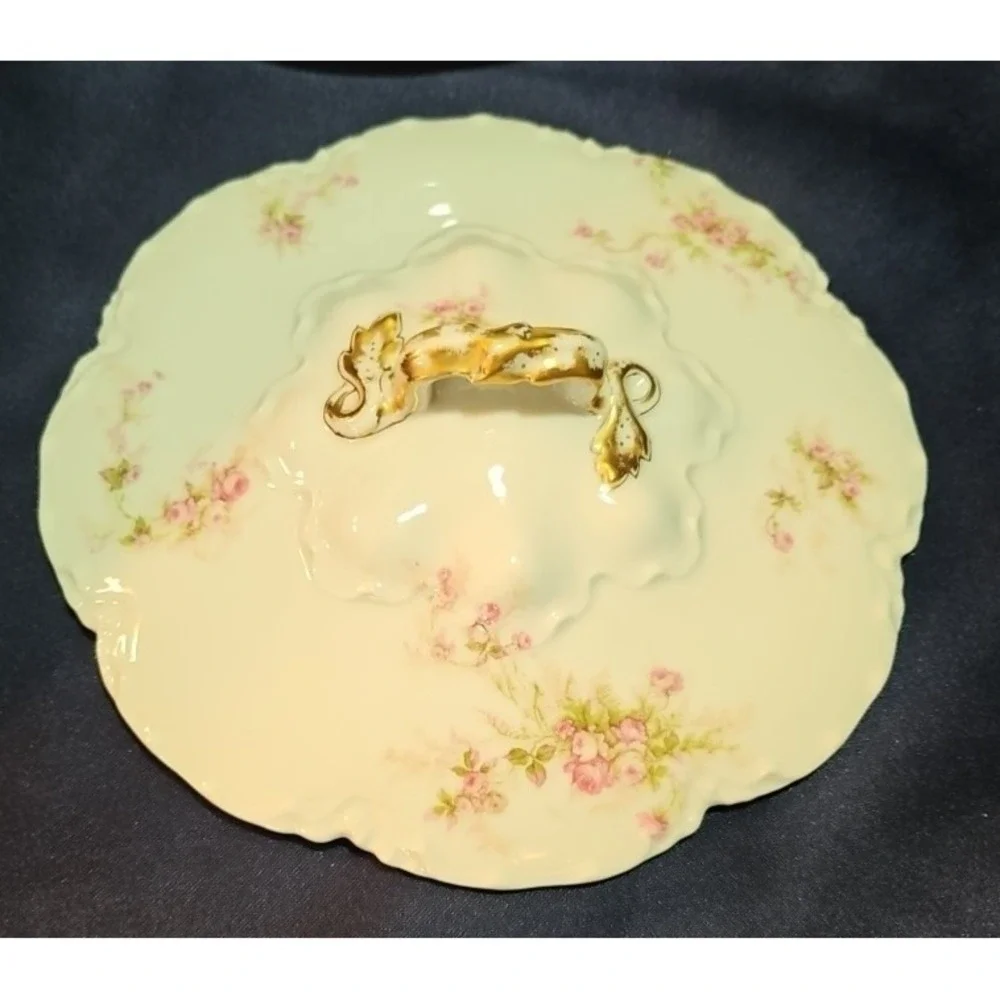 Antique‎ Haviland France Limoge Gold/Pink Roses Vegetable Bowl